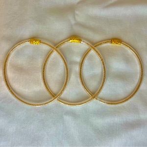 Gold beaded bangle bracelets 3-pack